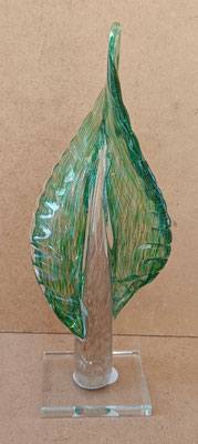 Figura hoja cristal vidrio. Ref 38436. 31x12x7