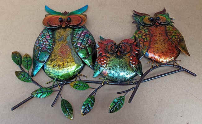 Decoración metal búhos. Ref 81326. 56x40