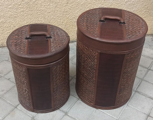 Cestos redondos con tapa. Ref Artis 7772G. Pequeño 47x36. Grande 55x41.