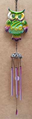 Campana de viento búho metal y cristal. Ref 74076. 88x12x6