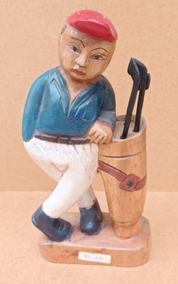 Golfista madera. Hecho a mano en Tailandia. Ref EL472. 30,5x13,5x6,5 