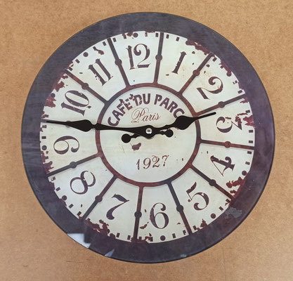 Reloj cristal "Cafe DU parc". Ref 281150. 30 centímetros diámetro