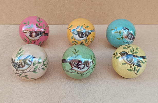 Bolas decoradas pájaros. Ref 61936. 10 cms