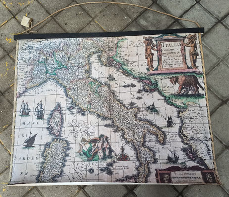 Lienzo pergamino de tela impresa mapa Italia. Ref 22071. 97x75