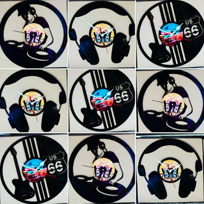 Reloj pared fabricado con discos de vinilo. Varios modelos