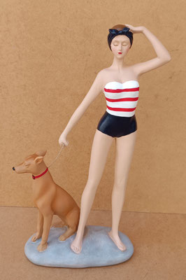 Bañista con perro resina. Ref 211122. 37,5x22,5x10,5