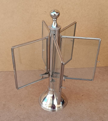 Portafotos giratorio metal y cristal. Ref 24210. 23x19x19. Cristal 8x9