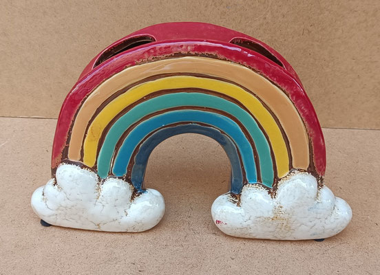 Jarrón arcoiris cerámica. Ref 6CE1865. 16x26x9