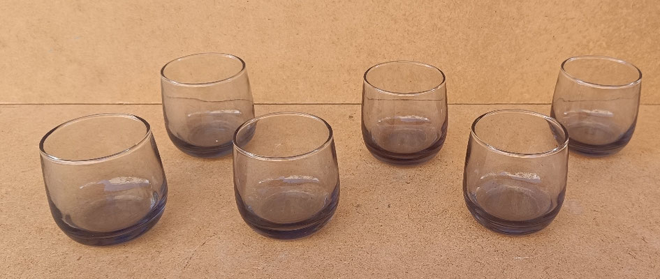Juego vasos bajos vajilla vidrio ahumado Elsa modelo Tossa. 6 unidades. 7x6