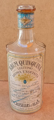 Botella antigua Ron quina Vda Crusellas e hijos. Ref GOY. 17,5x6