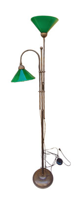 Lámpara doble latón ajustable en altura e intensidad de luz. Ref 20101641. 200x52. Tulipas opalina ref 21041773. 25 cms diámetro.  