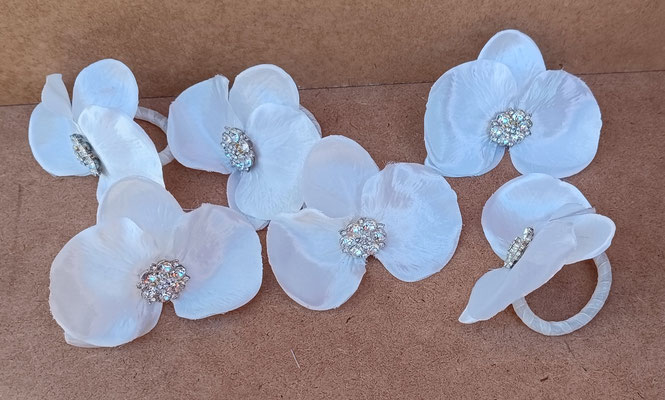 6 anillos servilleteros orquídea tela. Ref 55335. 10x5