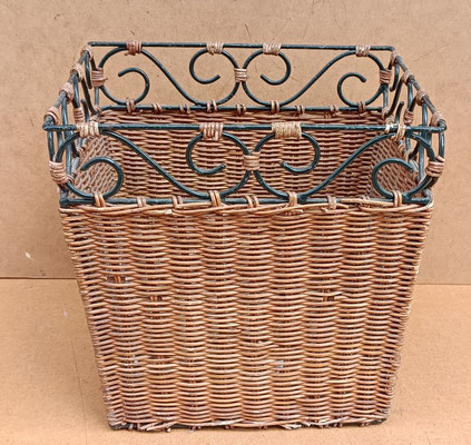 Papelera mimbre y metal. Ref 580233. 30x29x22