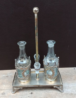 Vinajeras con soporte alpaca y cristal. Ref 1227013