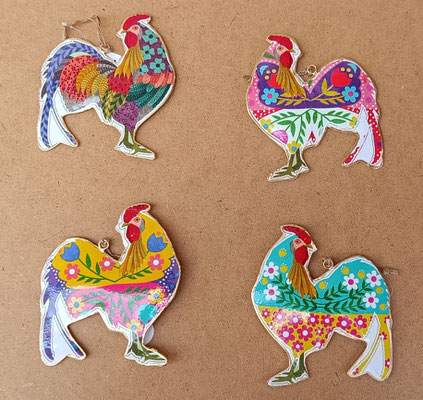 Gallos colgar metal. Ref 36259. 15x1x13