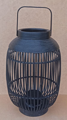  Portavelas negro madera y cristal. Ref 12180. 68x33