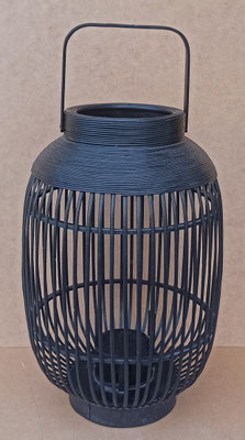 Portavelas negro madera y cristal. Ref 12180. 68x33