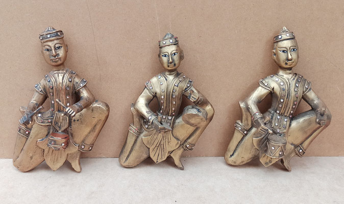 Figuras madera músicos tailandeses para pared. Ref FM0381ALD. 24x13x10