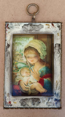 Cuadro Virgen con niño años 60. Ref CAR59. 30X16X1