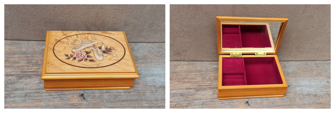 Joyero madera musical (Sueño de amor de Fanz Liszt). Ref 28076. 18x13x6