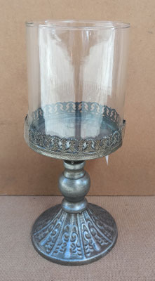 Portavelas cristal y metal. Ref 1183. 30x12