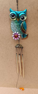 Campana de viento búho resina y metal. Ref 12796. 90x13. 