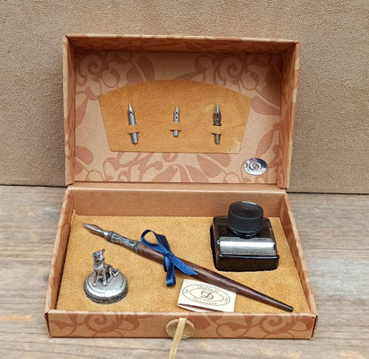 Juego escritura piel artesano hecho en Italia Dallaiti Tuscania. Ref 6151