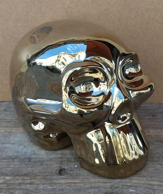 Calavera cerámica dorado brillo. Ref 20081. 18x13x13