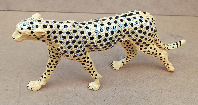 Leopardo metal con brillantitos. Ref 25543. 19x3x9