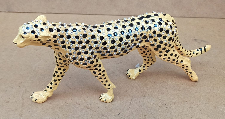 Leopardo metal con brillantitos. Ref 25543. 19x3x9