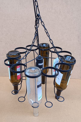 Lámpara hierro botellas. 40x20