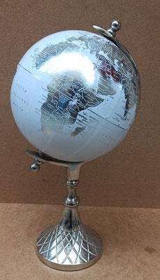 Globo terráqueo plata. Ref 441203. 38x24