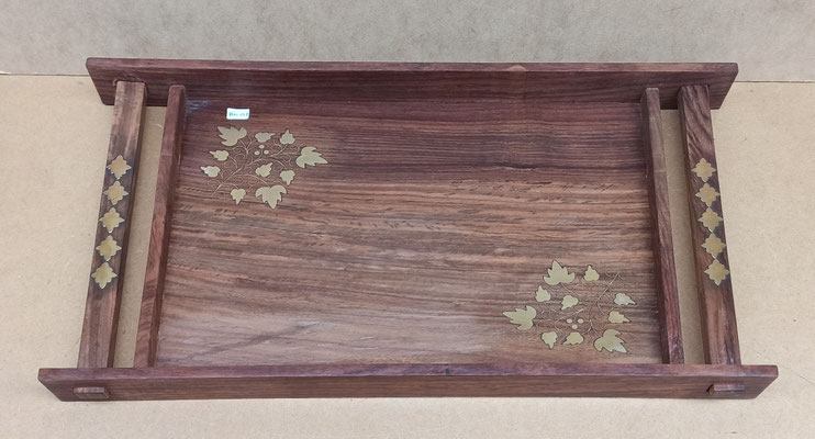 Bandeja madera y latón. Ref BH01. 52x32x4