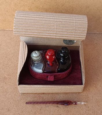 Tinteros y plumín cristal dallaiti. Producto artesano hecho en Italia (Toscana). Ref 6125. 9x7x7