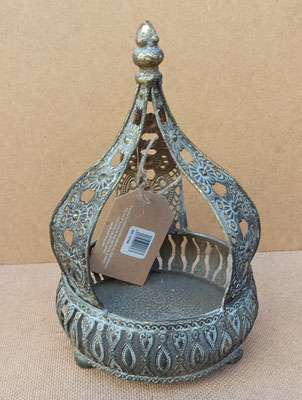 Portavelas corona cristal y metal. Ref 19768. 25x15