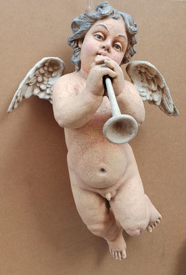 Ángel pared resina policromado (A). Ref HE10316AC. 60x40