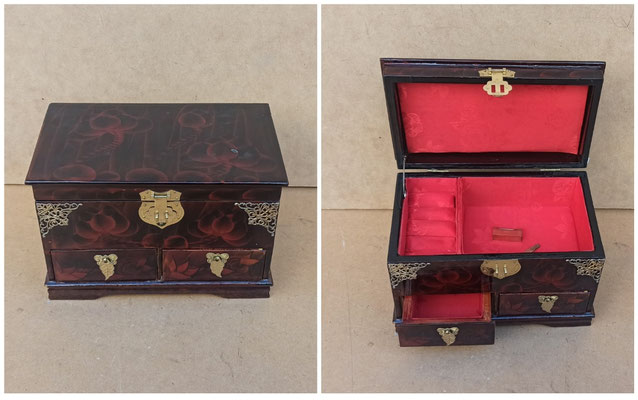Joyero oriental madera lacada. Ref 30/94. 14x21x13