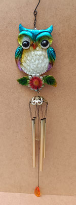 Campana de viento búho resina y metal. Ref 12796. 90x13. 