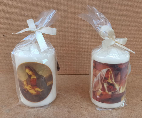 Velas con imagen religiosa. 9x6