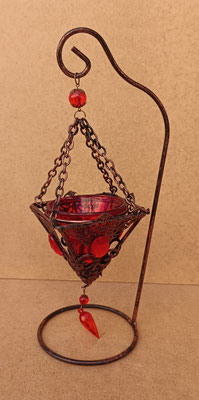 Velero vidrio /metal con soporte. Ref COBCA. 30x12x10
