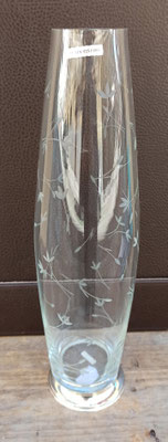 Jarrón cristal base de plata 925/000