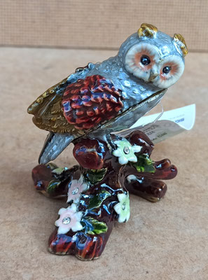 Caja búho metal esmaltado. Ref 82446. 6X7X4