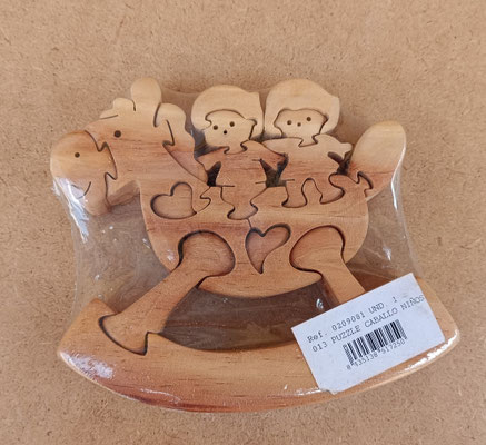 Puzle madera niños en balancín. Ref Horm. 14x13x3
