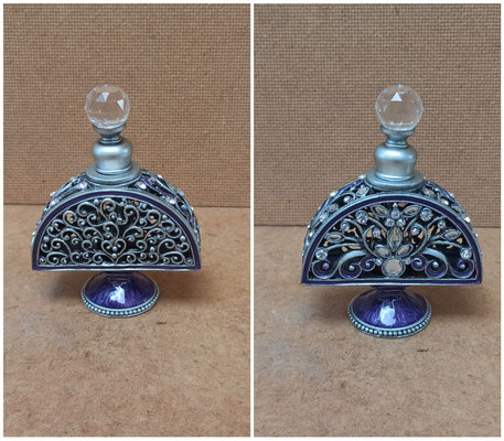 Perfumera cristal y metal esmaltado. Ref 10035. 10x8x4