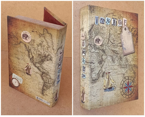 Caja libro mapa antiguo. Ref 68517. 24x16x5