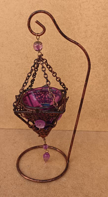 Velero vidrio /metal con soporte. Ref COBCA. 30x12x10