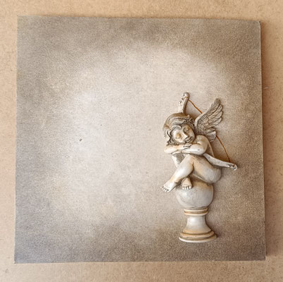 Cuadro ángel relieve resina. Ref 4913/149. 25x25x8