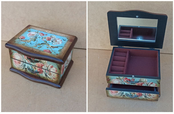 Joyero madera 1 cajón. Ref CA225. 12x16x20