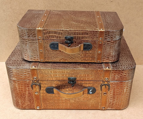 Maletín "cocodrilo" dorado. Ref 61219200. Grande 46x30x19.  Pequeña 36x22x12