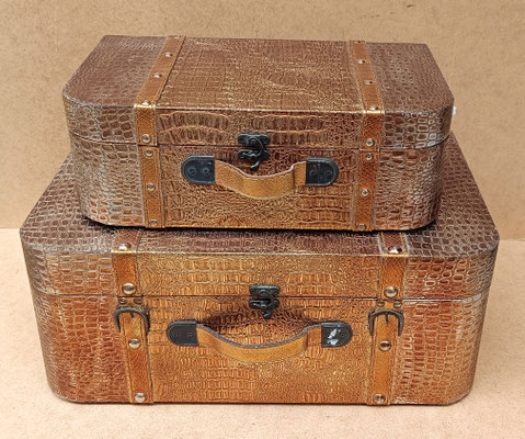 Maletín "cocodrilo" dorado. Ref 61219200. Grande 46x30x19.  Pequeña 36x22x12